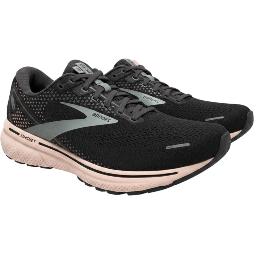 Brooks Ghost 14 Womens Sz 11 Running Shoes Black Peach 1203561B026 Sneaker